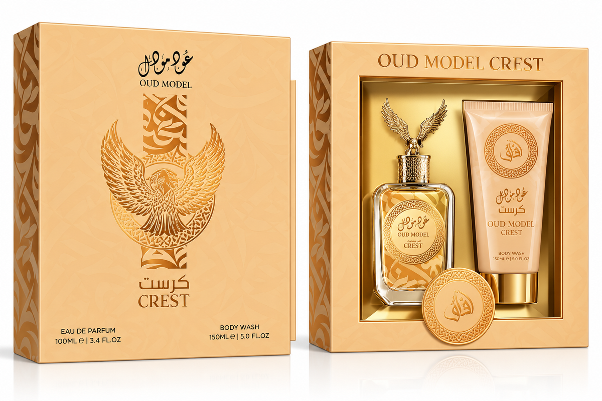 Set Oud Model Crest -  Apă de Parfum 100ml + Gel de duș 150ml | Aromă Orientală Lemnoasă