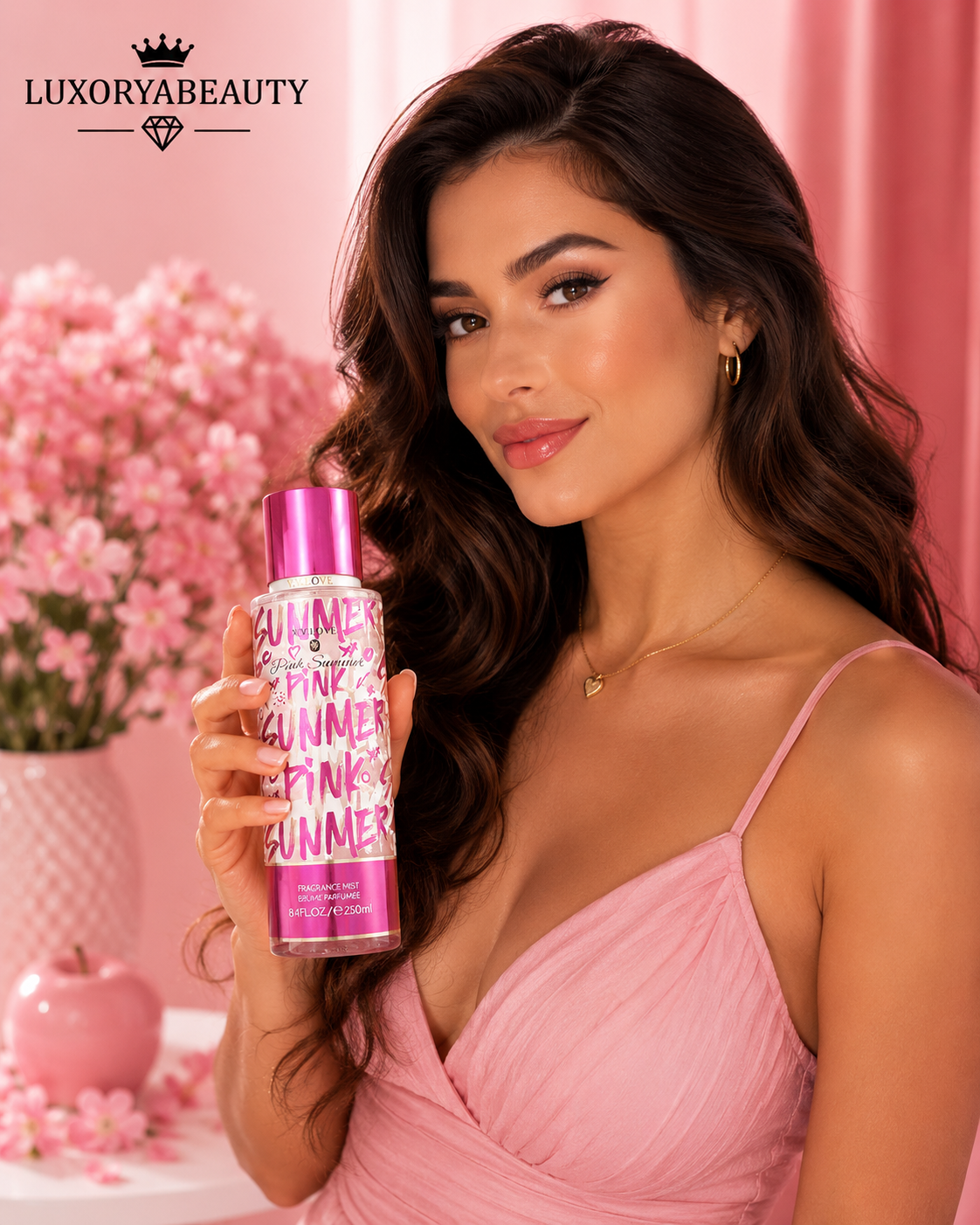 Spray de Corp SUMMER PINK 250 ml – Body Mist Fructat cu Măr, Flori și Note Fresh
