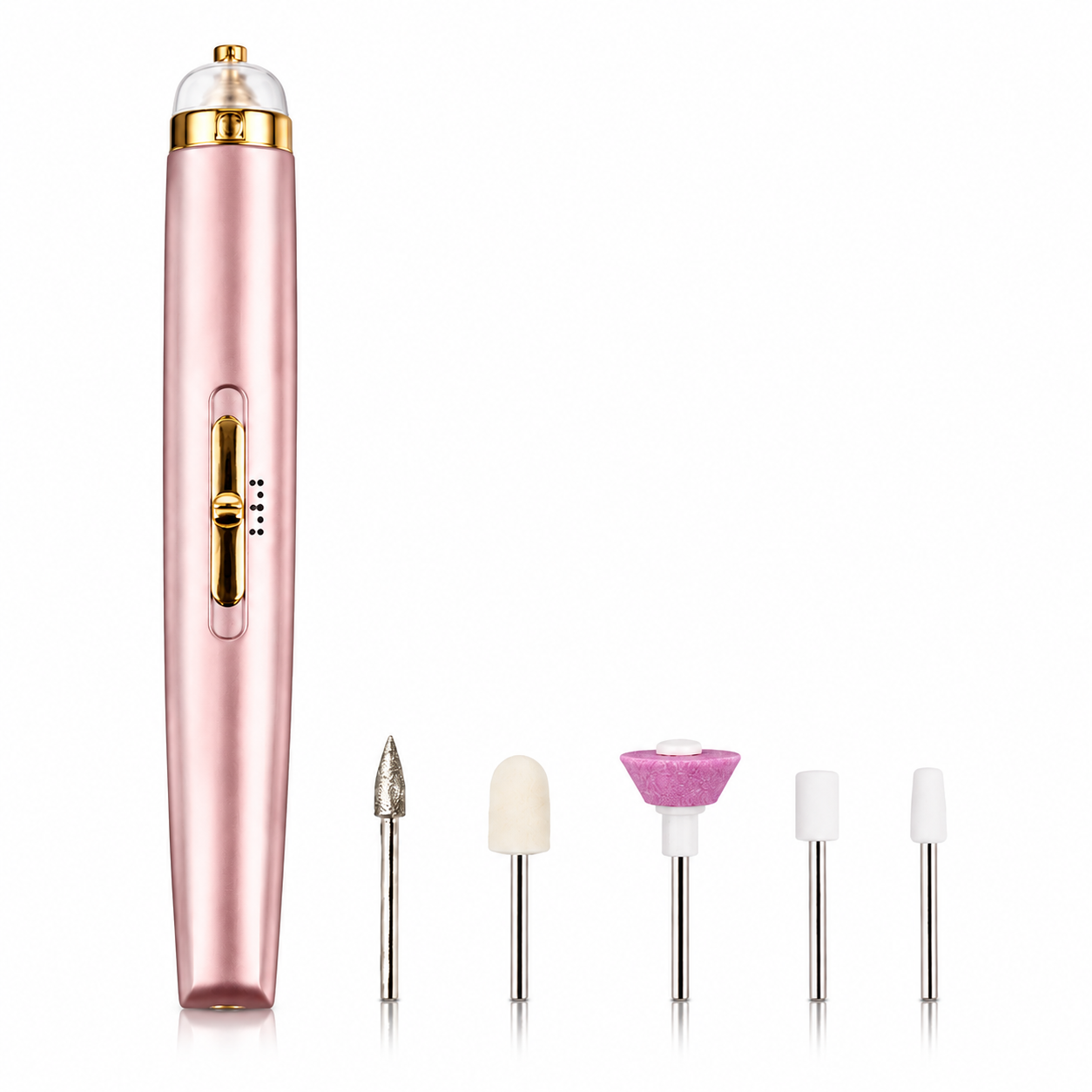 Freza Electrică pentru Unghii Profesională – Manichiură și Pedichiură, 5 Capete, Lumină LED, Încărcare USB, Portabilă | LuxoryaBeauty