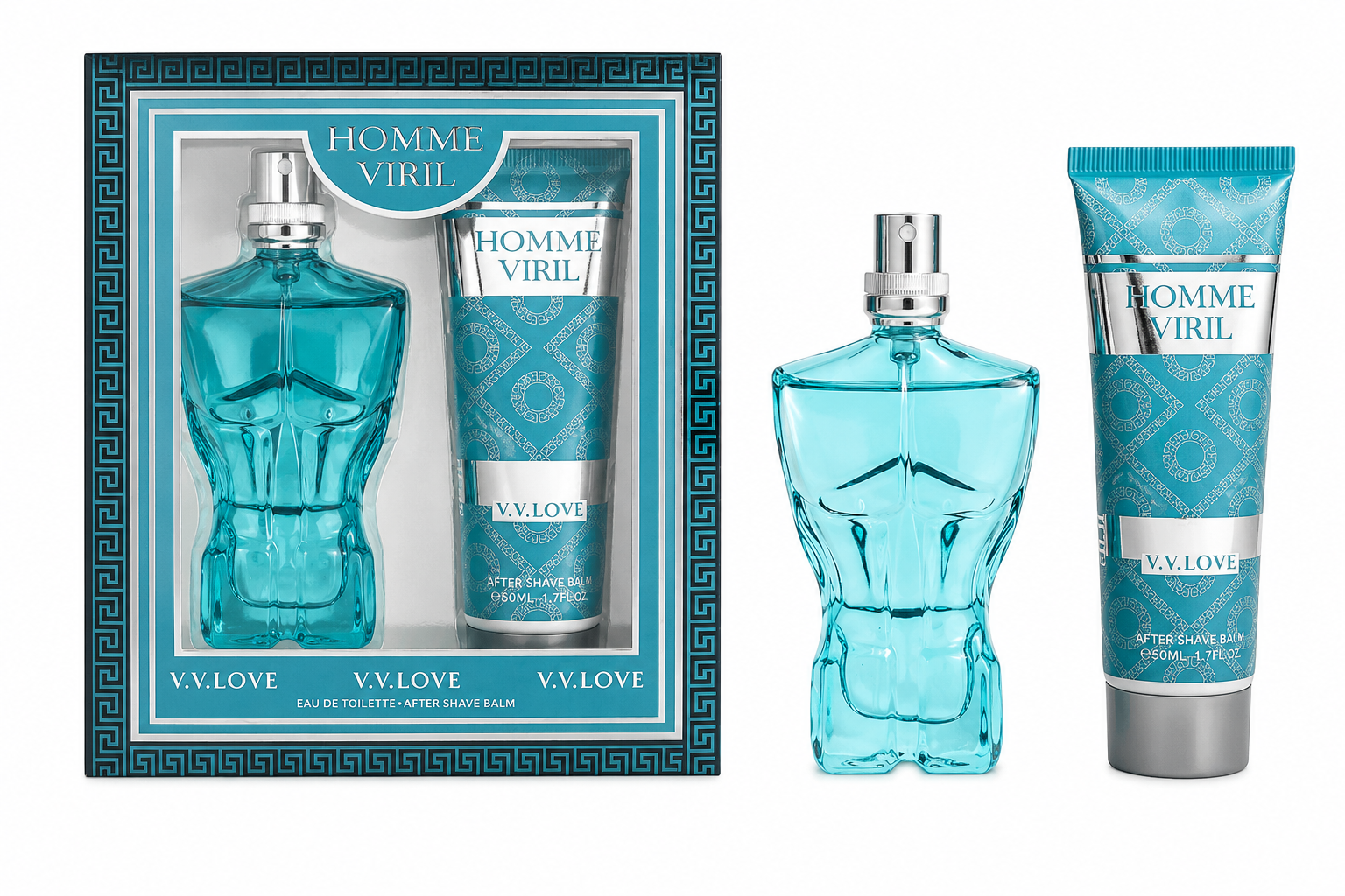 Set Cadou Bărbați Homme Viril V.V. Love – Parfum 30 ml + After Shave Balm 50 ml, Eleganță Masculină, Model VL3801-17