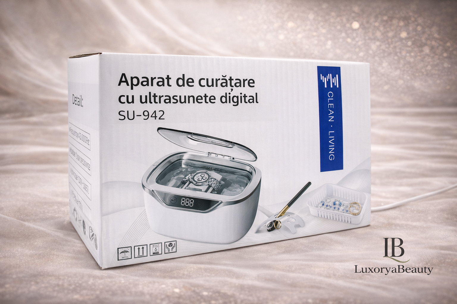 Aparat de curățare cu ultrasunete SU-942, 700ml, 50W – Curățare profesională pentru bijuterii, ochelari și instrumente manichiură