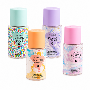 Set 4 Sprayuri Parfumate de Corp V.V. LOVE – 4 x 85 ml, Arome Diferite