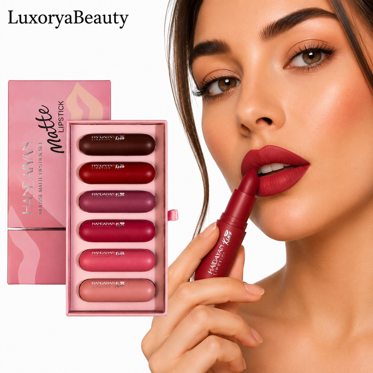 Set 6 Rujuri Mate Rezistente HANDAIYAN 1042 - Nuanțe Nude și Roz