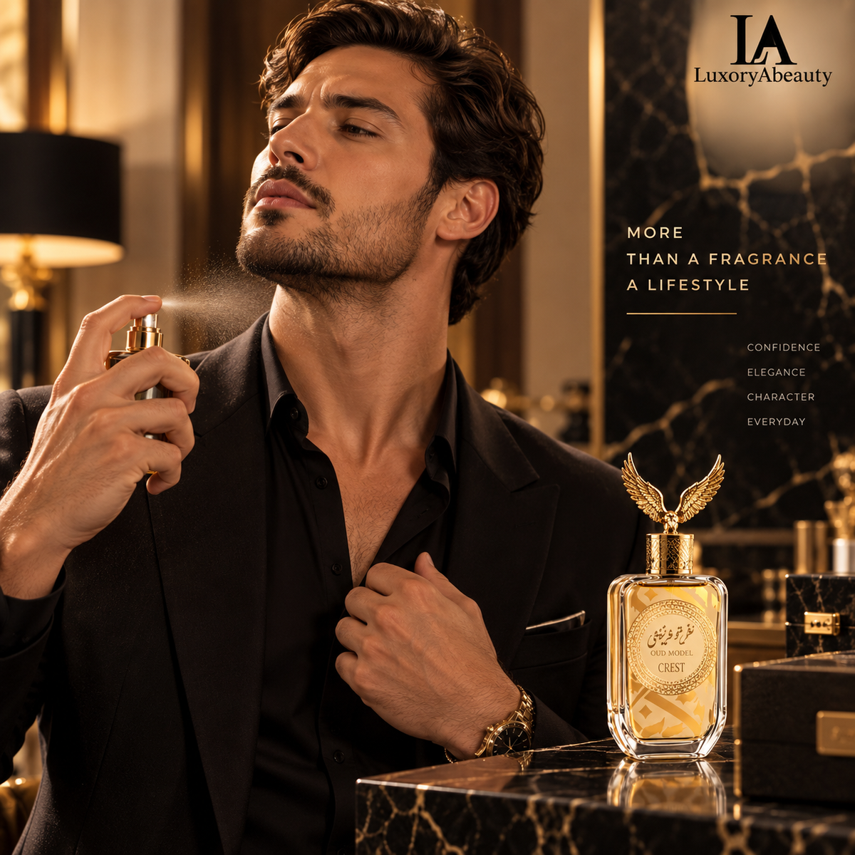 Set Oud Model Crest -  Apă de Parfum 100ml + Gel de duș 150ml | Aromă Orientală Lemnoasă