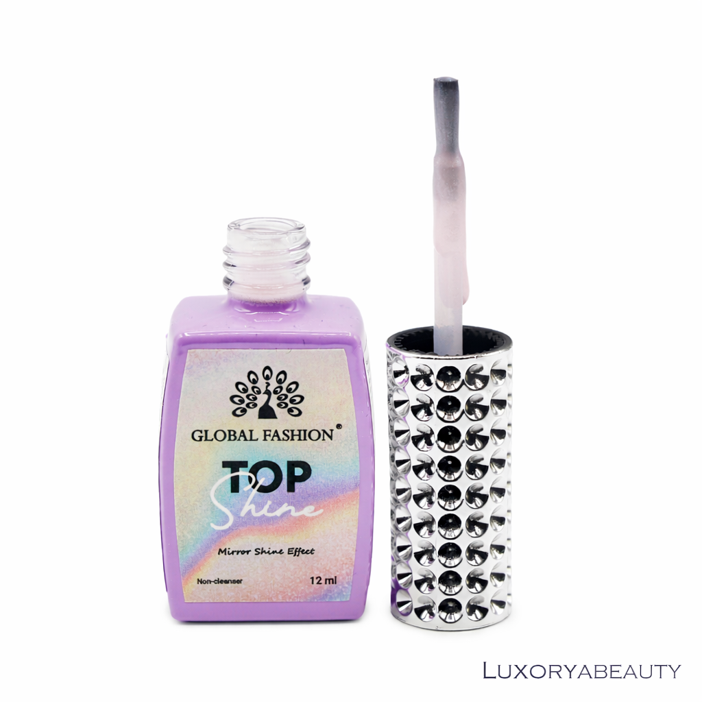 Top unghii Global Fashion TOP Shine 05, 12 ml – efect oglindă, fără strat lipicios (No Wipe), luciu intens profesional