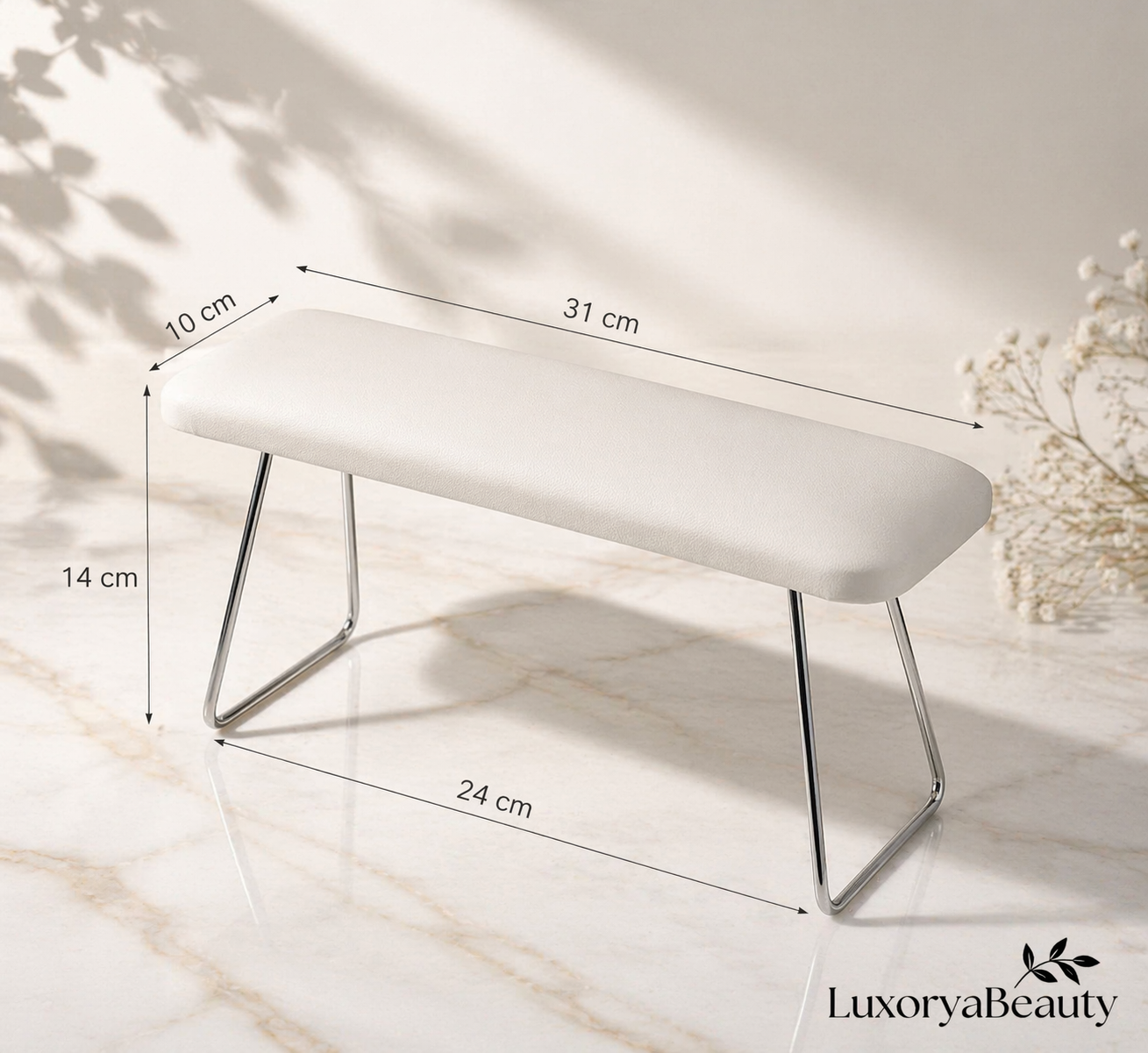 Suport Manichiură Alb (Armrest) Global Fashion – Ergonomic, Piele Ecologică, Stabil, Profesional