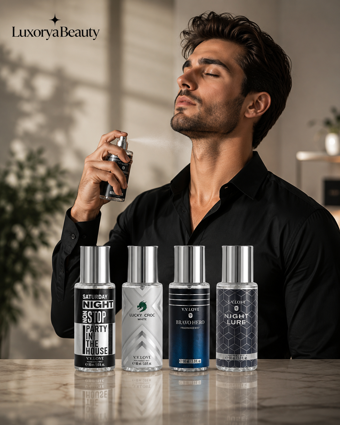 Set 4 Sprayuri parfumate pentru barbati 90 ml- 4 Arome Intense, Persistență Îndelungată