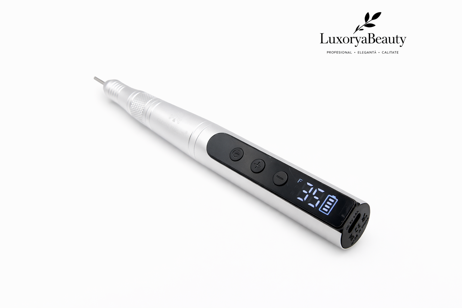 Freză Mandrină Unghii Global Fashion T-7AS Argintie 35000 RPM – Profesională, Silențioasă, Twist-Lock