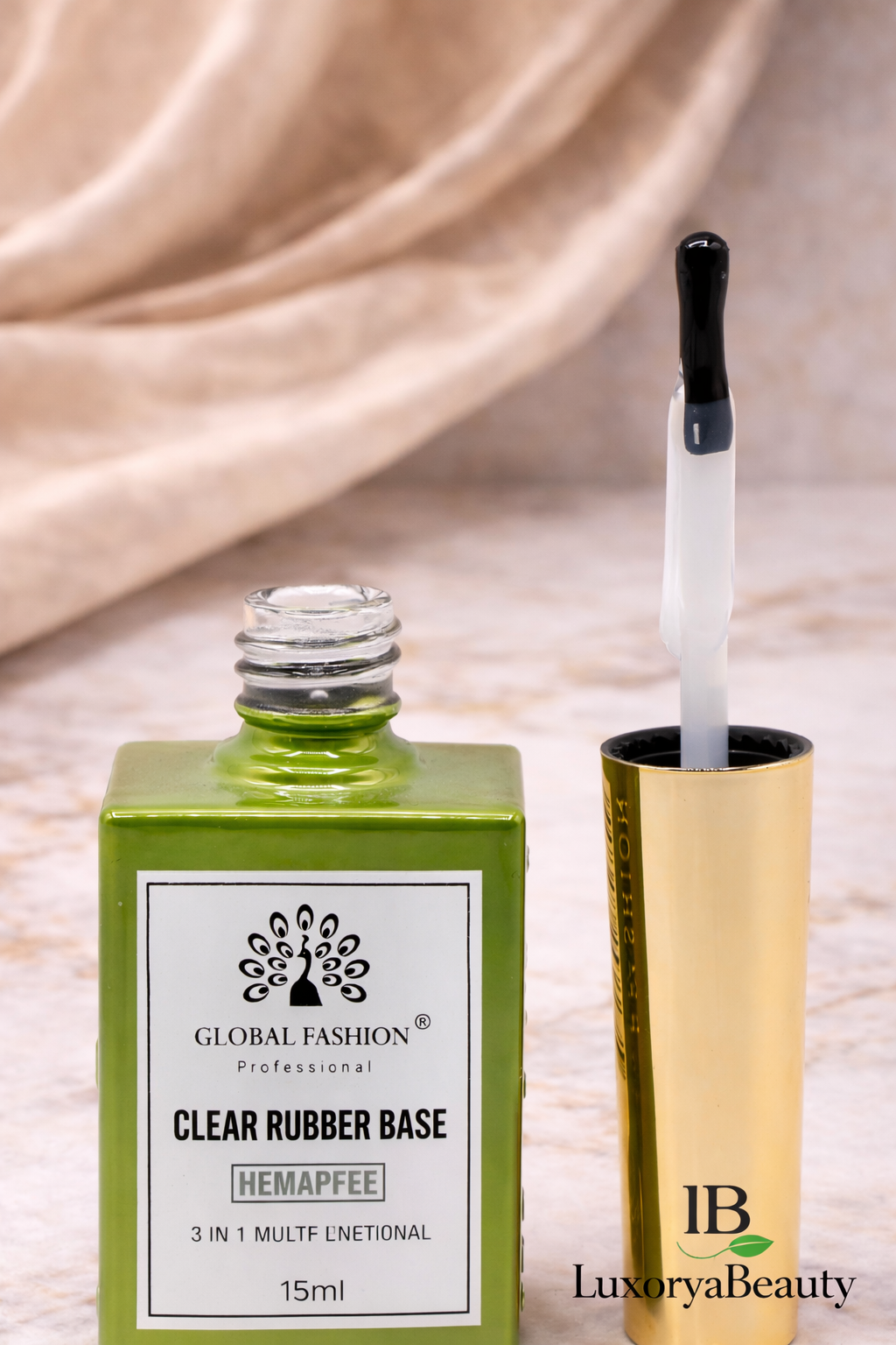 Rubber Base 3 în 1 Global Fashion HEMA FREE 15 ml – Bază Unghii Profesională, Builder & Primer, Rezistență 4 Săptămâni