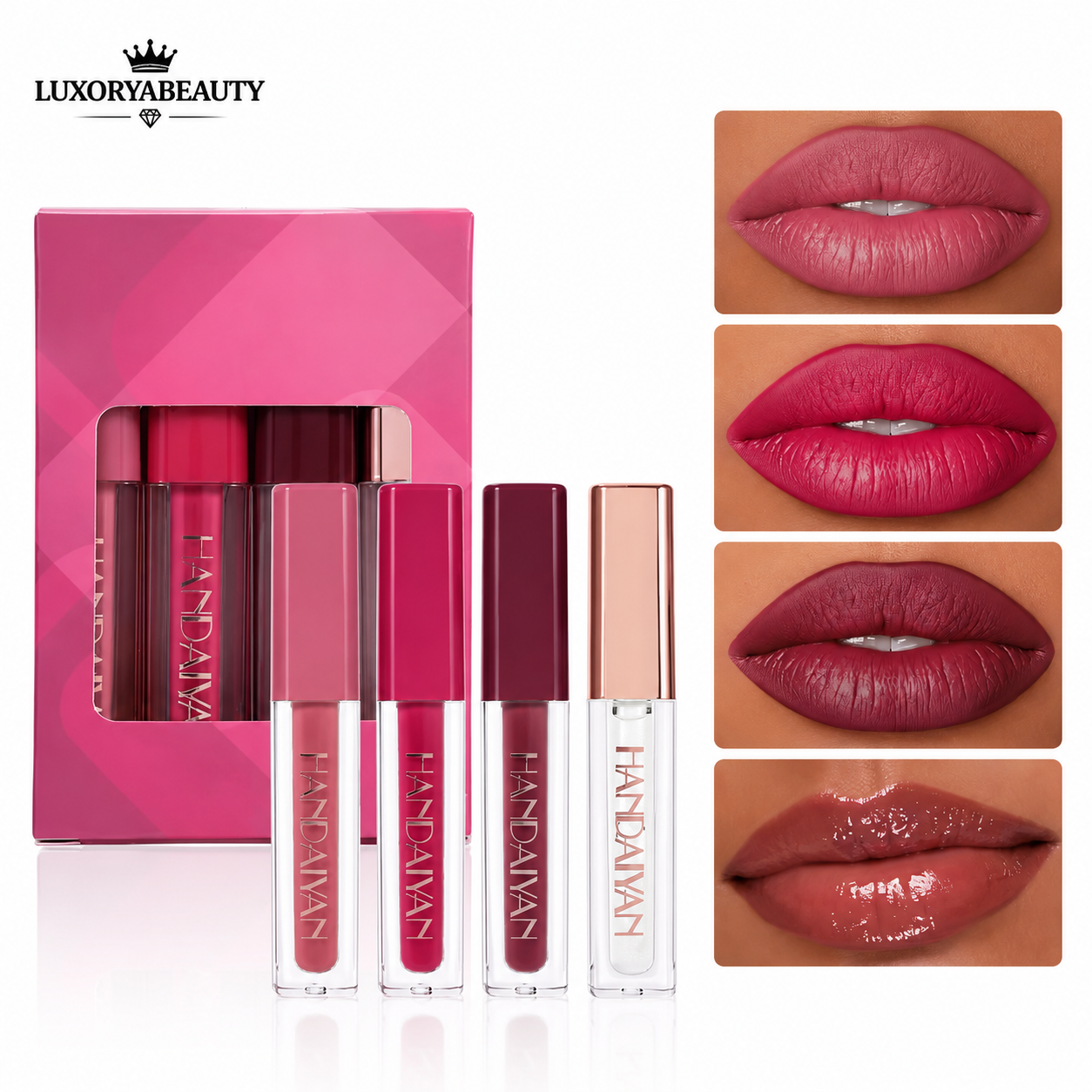Set 4 Rujuri Lichide HANDAIYAN – Rezistență Îndelungată, Culori Intense, Finish Mat și Lucios,
