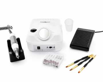 Freză Profesională Manichiură și Pedichiură Bee Nails BN-335, 45000 RPM, 65W, Albă + Set 3 pensule pentru gel cadou
