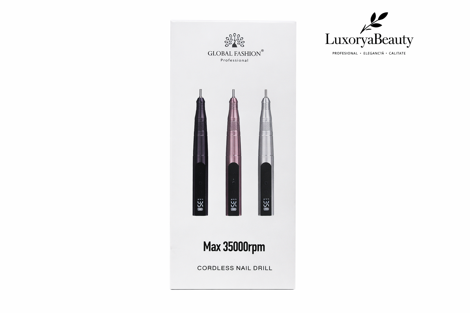 Freză Mandrină Unghii Global Fashion T-7AS Argintie 35000 RPM – Profesională, Silențioasă, Twist-Lock