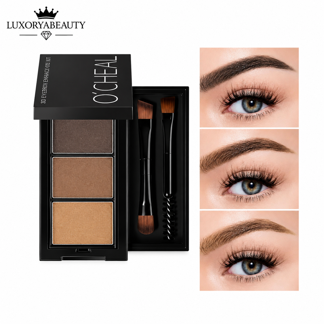 Kit Sprâncene O’Cheal 6990 Profesional – Paletă 3 Culori pentru Sprâncene, Aplicatoare Incluse, Efect Natural și Rezistență Îndelungată