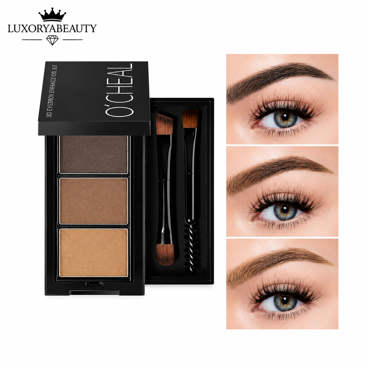 Kit Sprâncene O’Cheal 6990 Profesional – Paletă 3 Culori pentru Sprâncene, Aplicatoare Incluse, Efect Natural și Rezistență Îndelungată