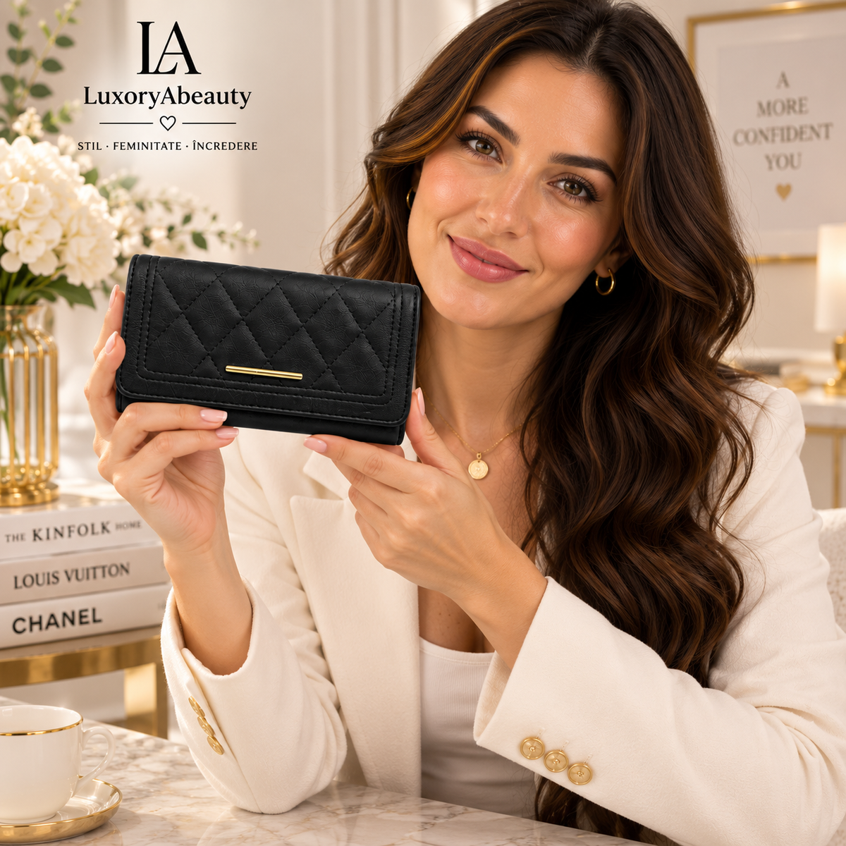 Portofel Damă Mare 20 × 10 cm – 5 culori, 8 Compartimente pentru Carduri, Portofel Elegant și Practic