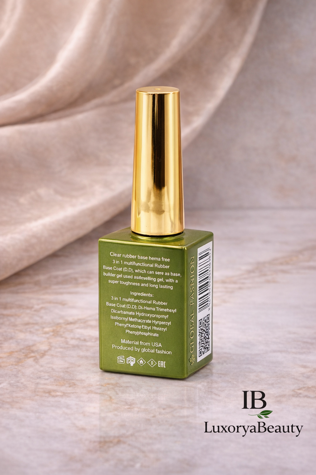 Rubber Base 3 în 1 Global Fashion HEMA FREE 15 ml – Bază Unghii Profesională, Builder & Primer, Rezistență 4 Săptămâni