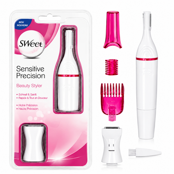 Mini Epilator Portabil SWEET Sensitive Precision 5 in 1 pentru Femei – Aparat pentru Sprâncene, Față, Bikini și Axilă, Compact și Ușor de Utilizat