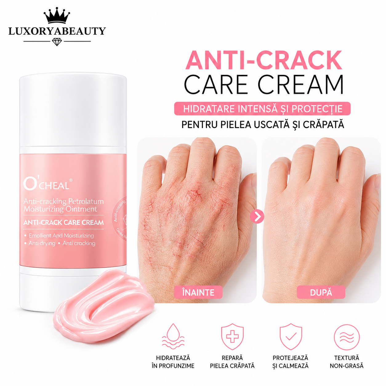Set 2 Creme Ocheal Anti-Crack pentru Piele Uscată și Crăpată – Hidratare Intensă, Reparare și Protecție pentru Mâini, Călcâie, Coate și Genunchi