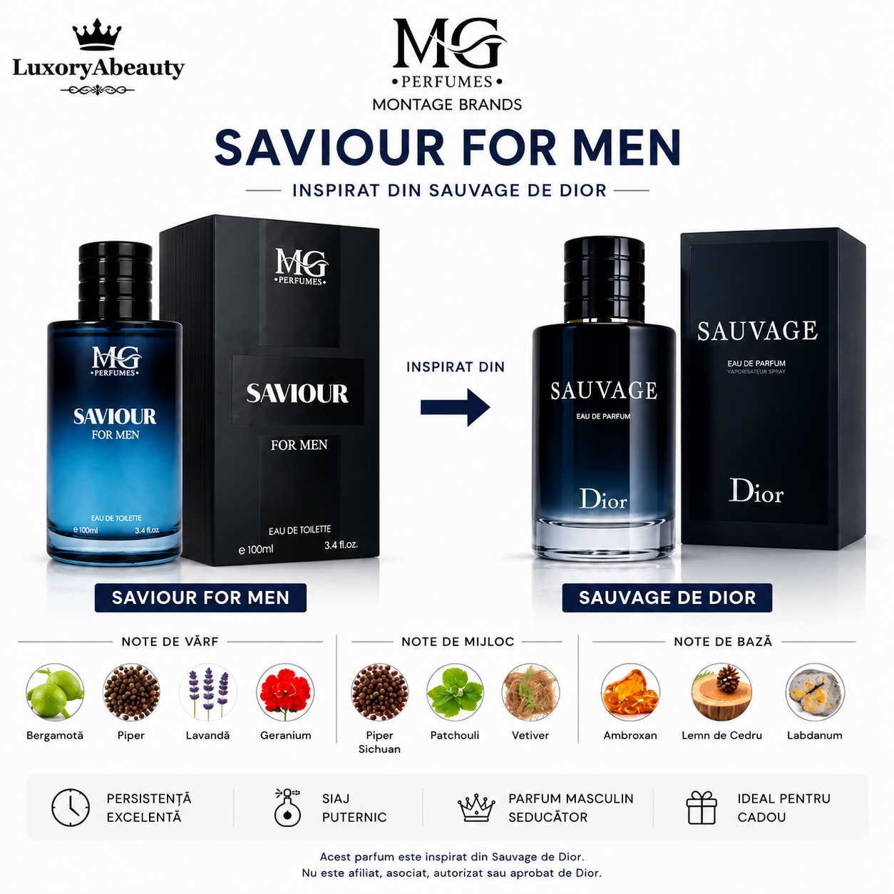 Saviour 100ml - Apa de Toaleta, barbati| Inspirat din Dior Sauvage