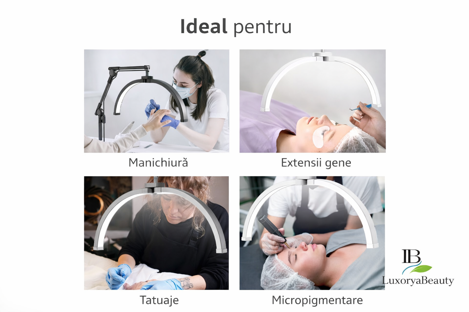 Lampă de masă fără umbră Global Fashion Bestiary Albă – Lampă profesională LED pentru manichiură, cosmetică și salon