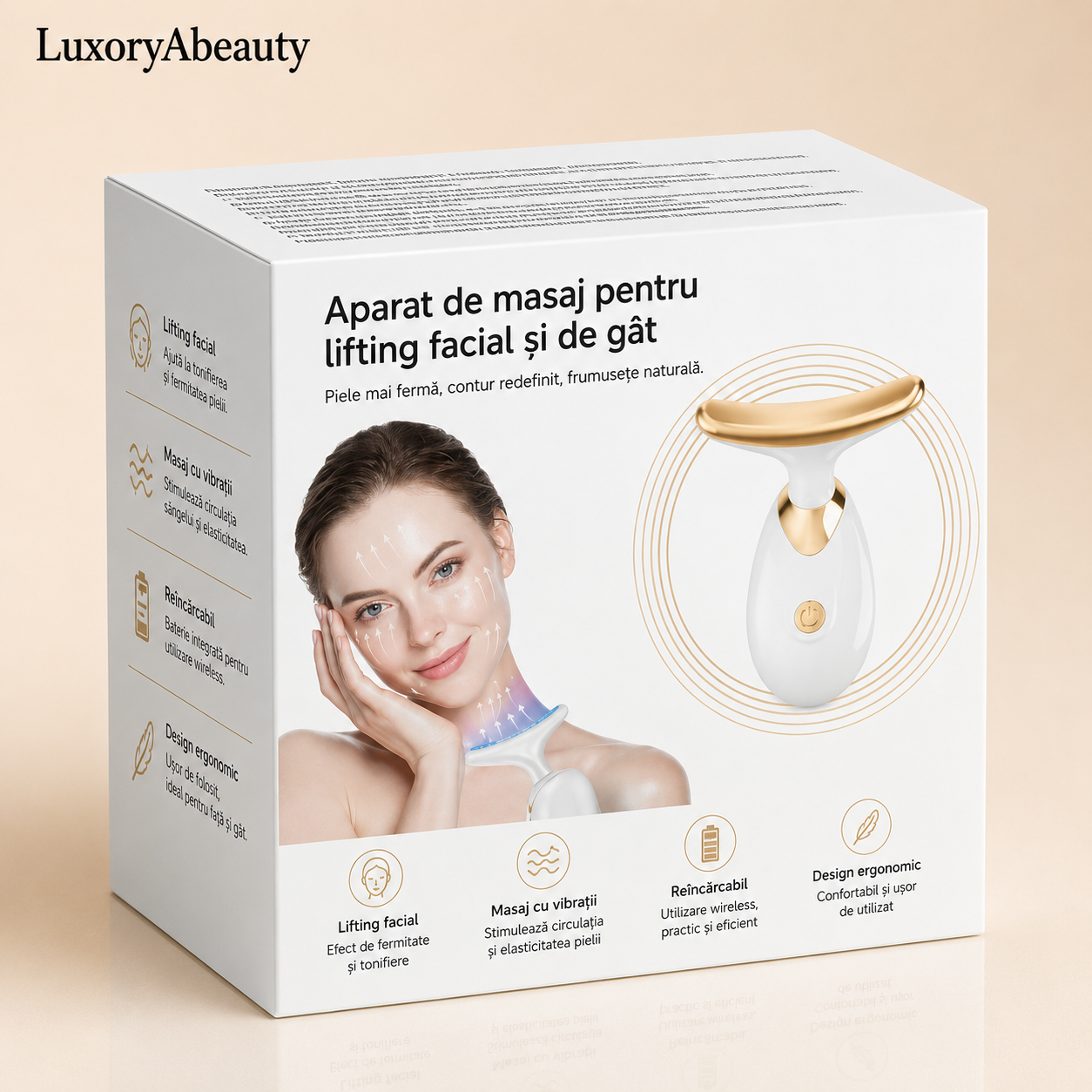 Aparat de Masaj pentru Față și Gât cu vibratii – Masaj Facial, Îngrijire și Relaxare