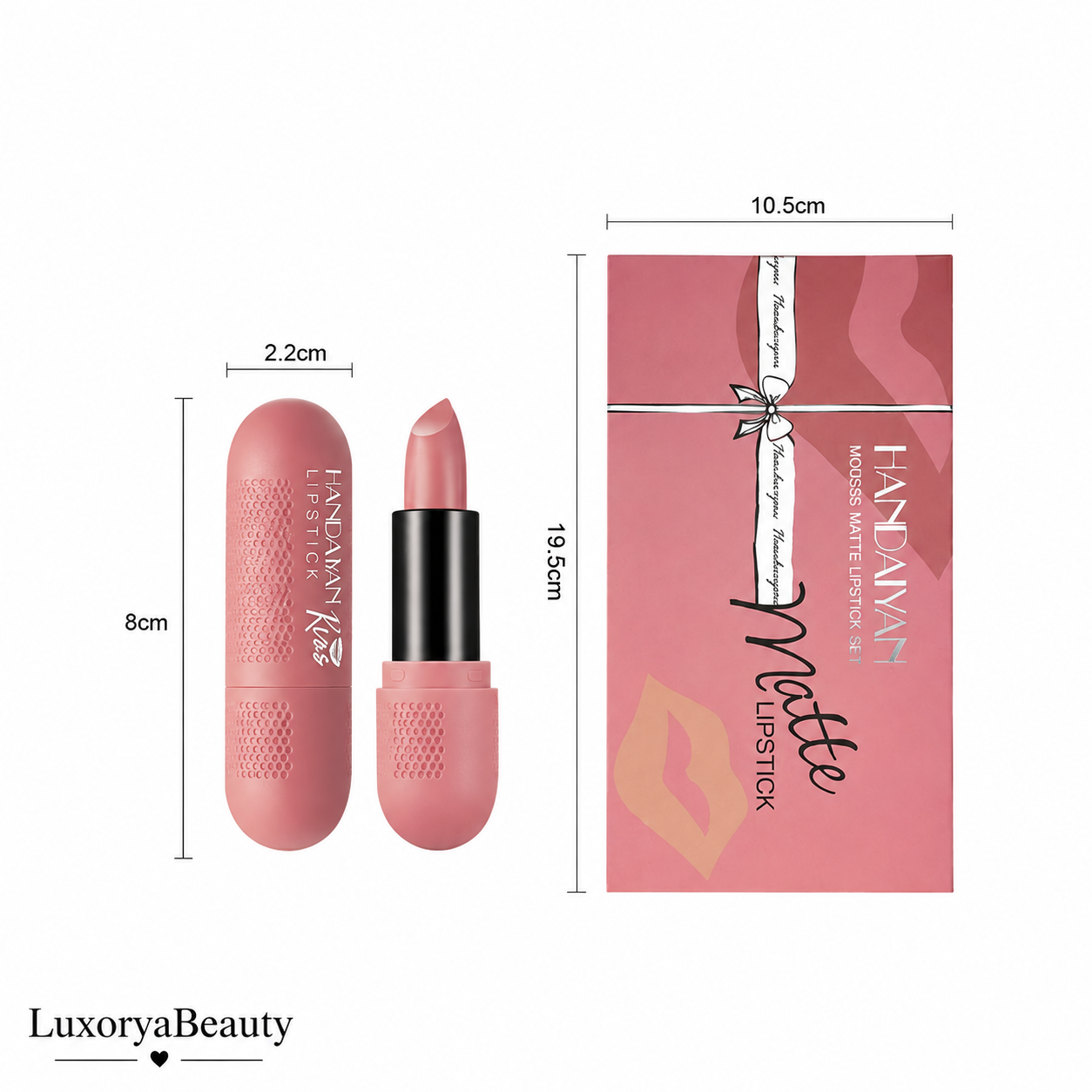 Set 6 Rujuri Mate Rezistente HANDAIYAN 1042 - Nuanțe Nude și Roz