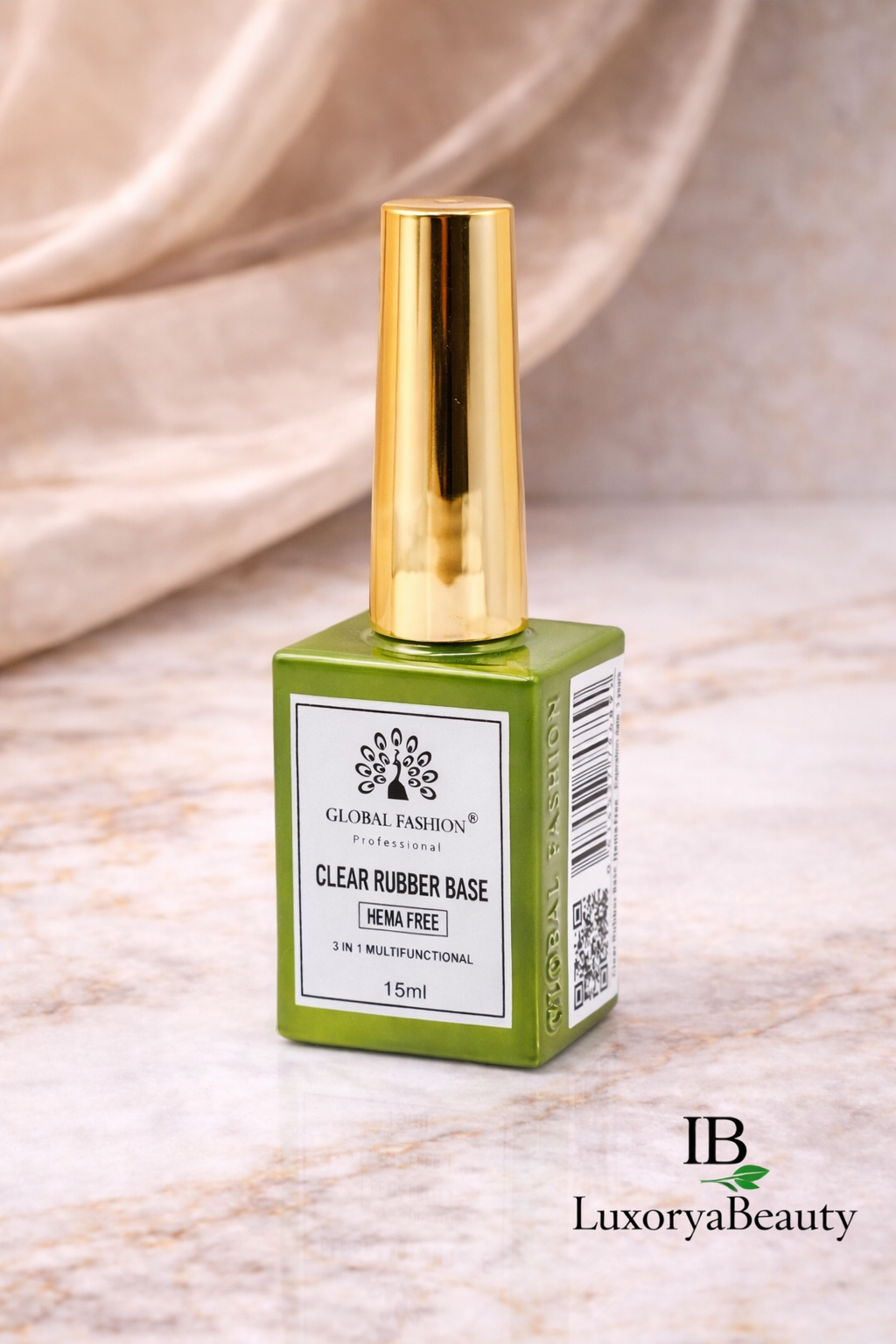 Rubber Base 3 în 1 Global Fashion HEMA FREE 15 ml – Bază Unghii Profesională, Builder & Primer, Rezistență 4 Săptămâni