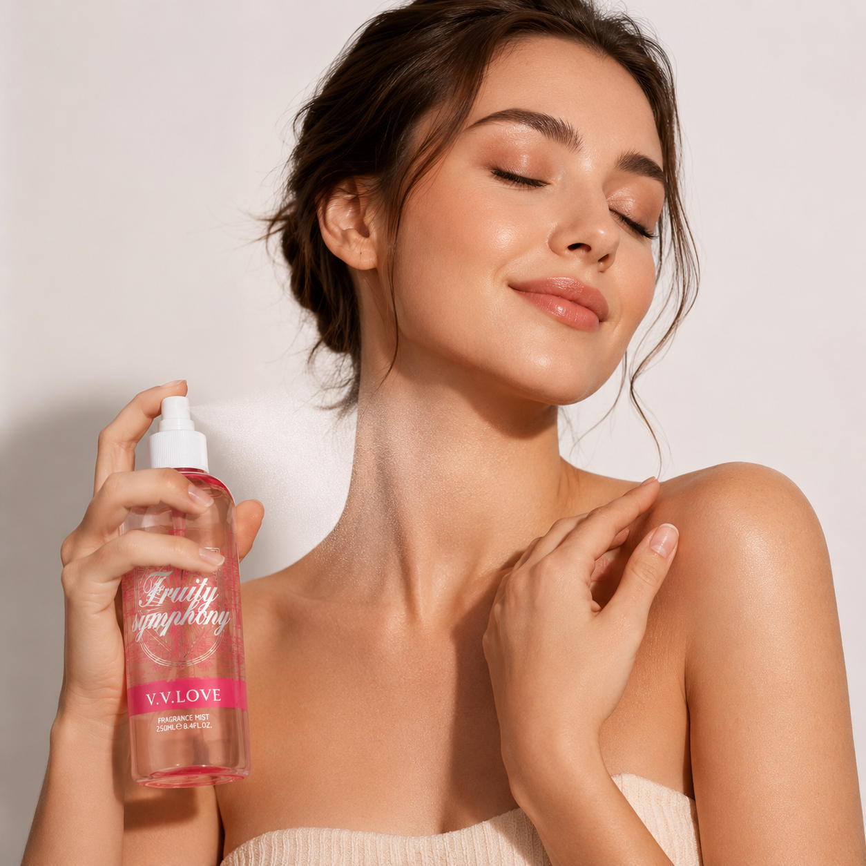 Spray de Corp Parfumat cu Aromă Dulce-Fructată, 250 ml Prospețime de Lungă Durată și Hidratare Delicată- Fragrance Mist Corp Fruity Symphony V.V. Love 250 ml