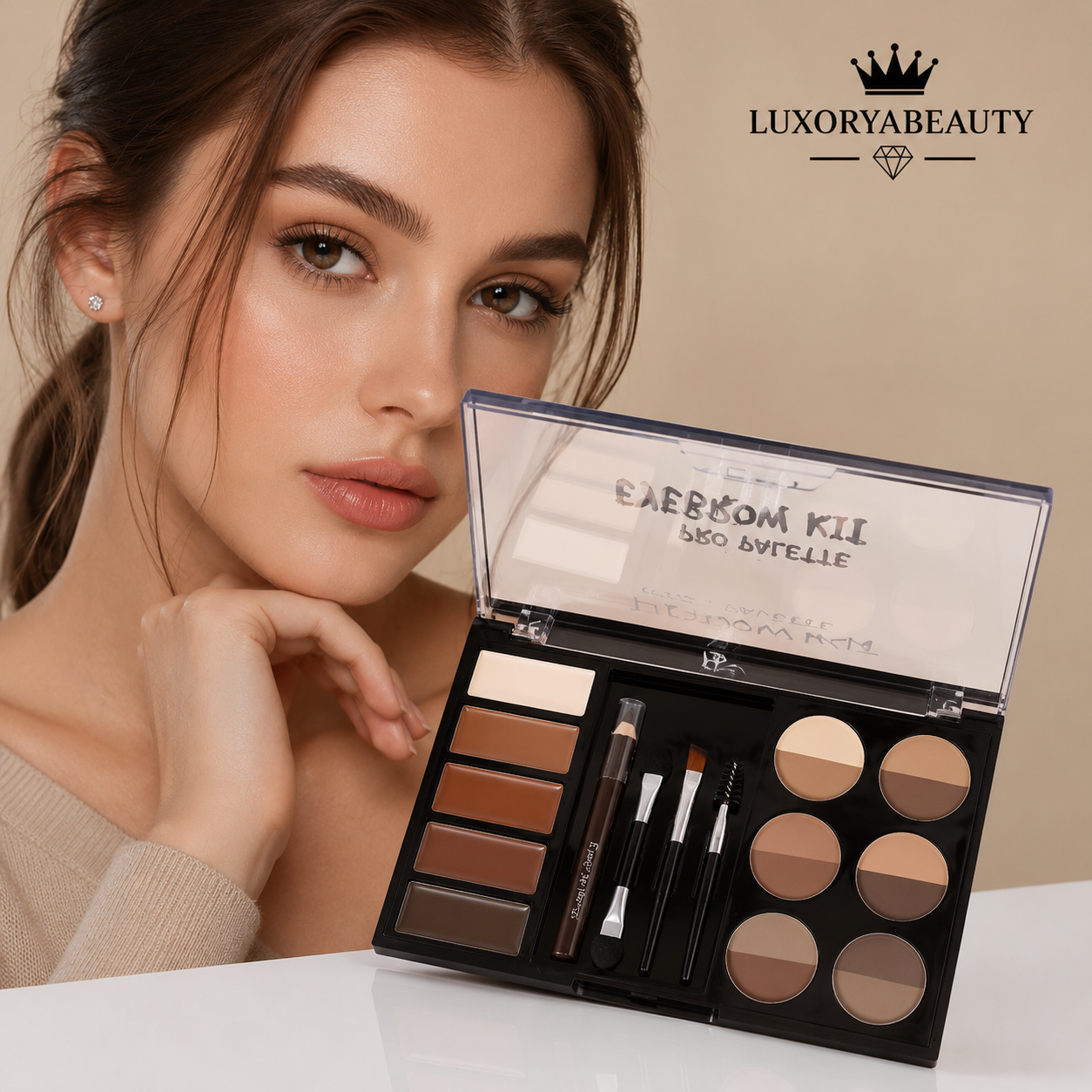 Trusă Profesională pentru Sprâncene cu Fard, Ceară, Creion, Pensule și Șabloane - Handaiyan Brow Powder Set H2006
