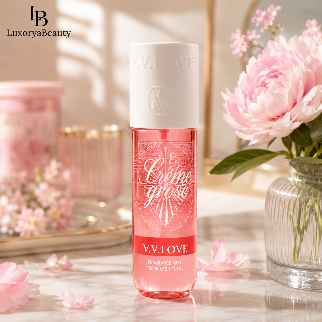 Set 4 Parfumuri pentru Corp V.V. Love – Sweet Nectar, Eternal Violet, Crème Rose & Tropical Breeze