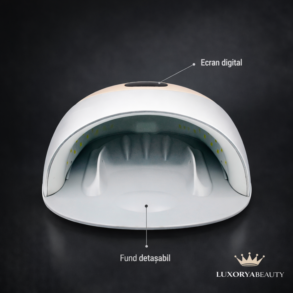 Lampă UV LED Unghii 48W G8 Peach – 33 LED-uri, Timer 10-99s, Ecran Digital, Bază Detașabilă, Profesională Salon & Acasă