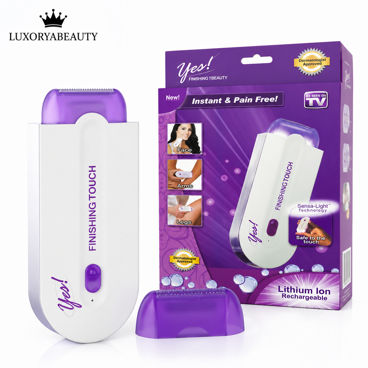 Epilator Portabil cu LED și Funcție Sensa-Light Fără Durere, Reîncărcabil USB, Pentru Față, Brațe și Picioare | LUXORYABEAUTY