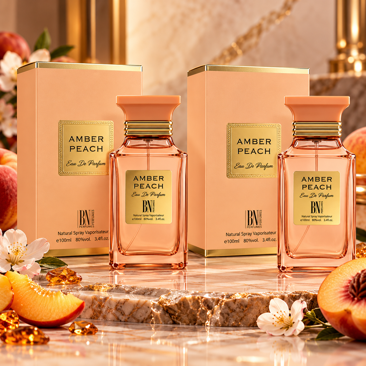 Set 2 Parfumuri arabesti Unisex Amber Peach - 2 x 100 ml, Apa de parfum