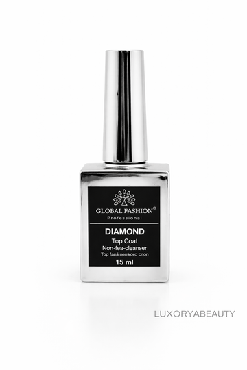 Top Coat Diamond Global Fashion 15ml – Finish Lucios Fără Strat Lipicios, Rezistență Ridicată & Protecție UV