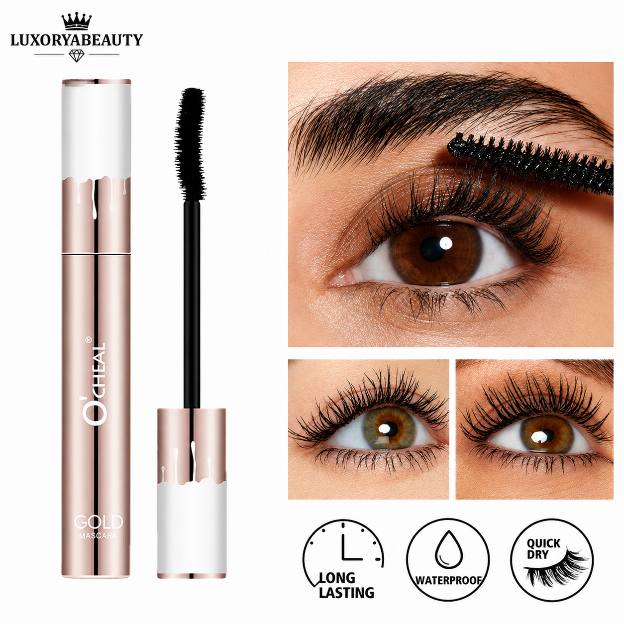 Rimel Negru Ocheal Gold Mascara Waterproof – Efect de Alungire, Volum Natural și Uscare Rapidă