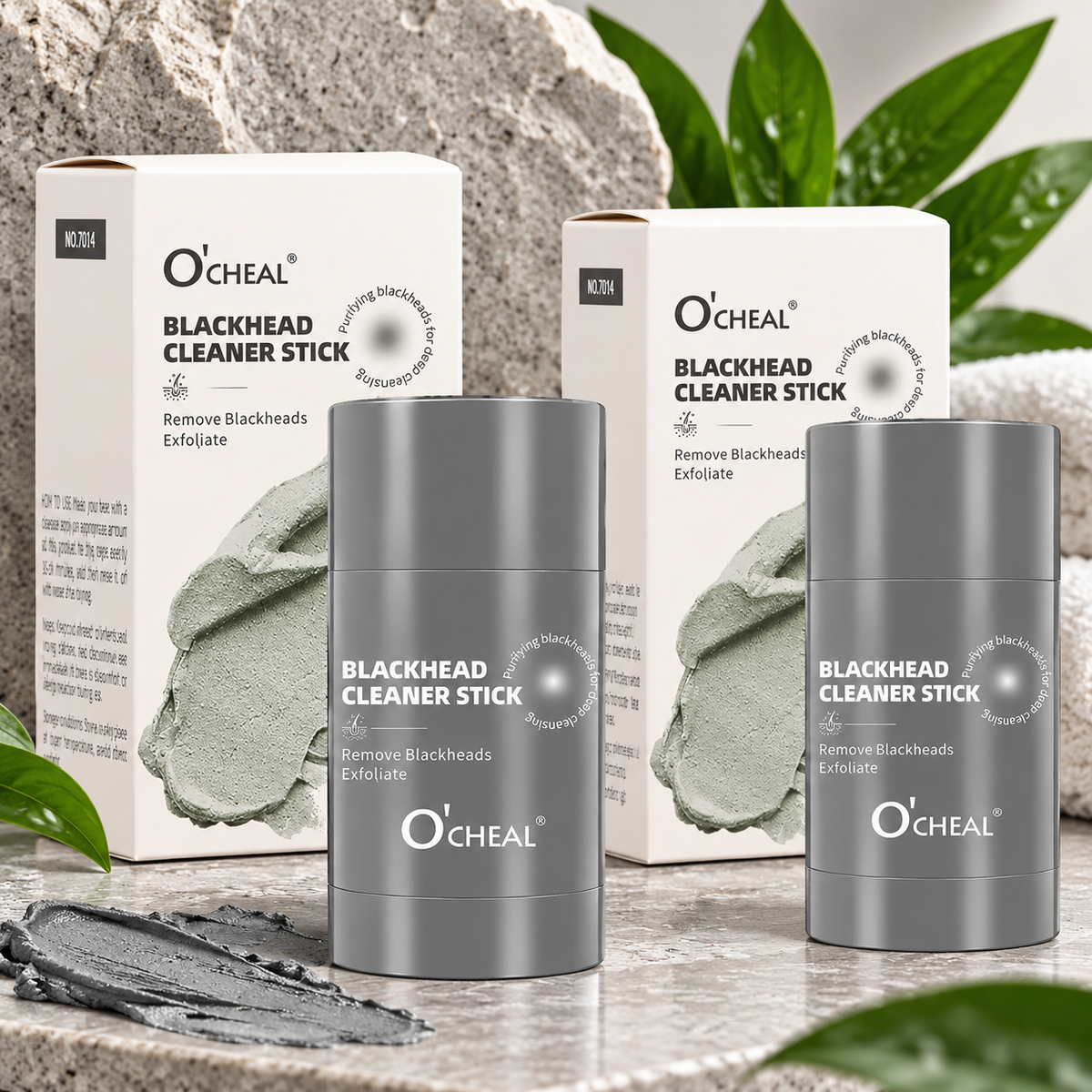 Set 2 x Masca de fata solida din argila cu carbune activ, curatare profunda, pentru toate tipurile de ten