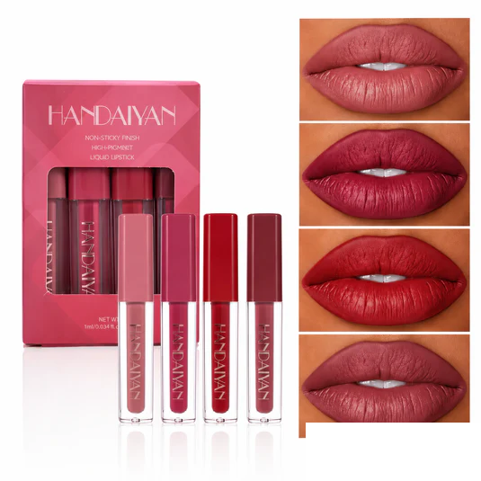 Set 4 Rujuri Lichide HANDAIYAN – Rezistență Îndelungată, Culori Intense, Finish Mat și Lucios,