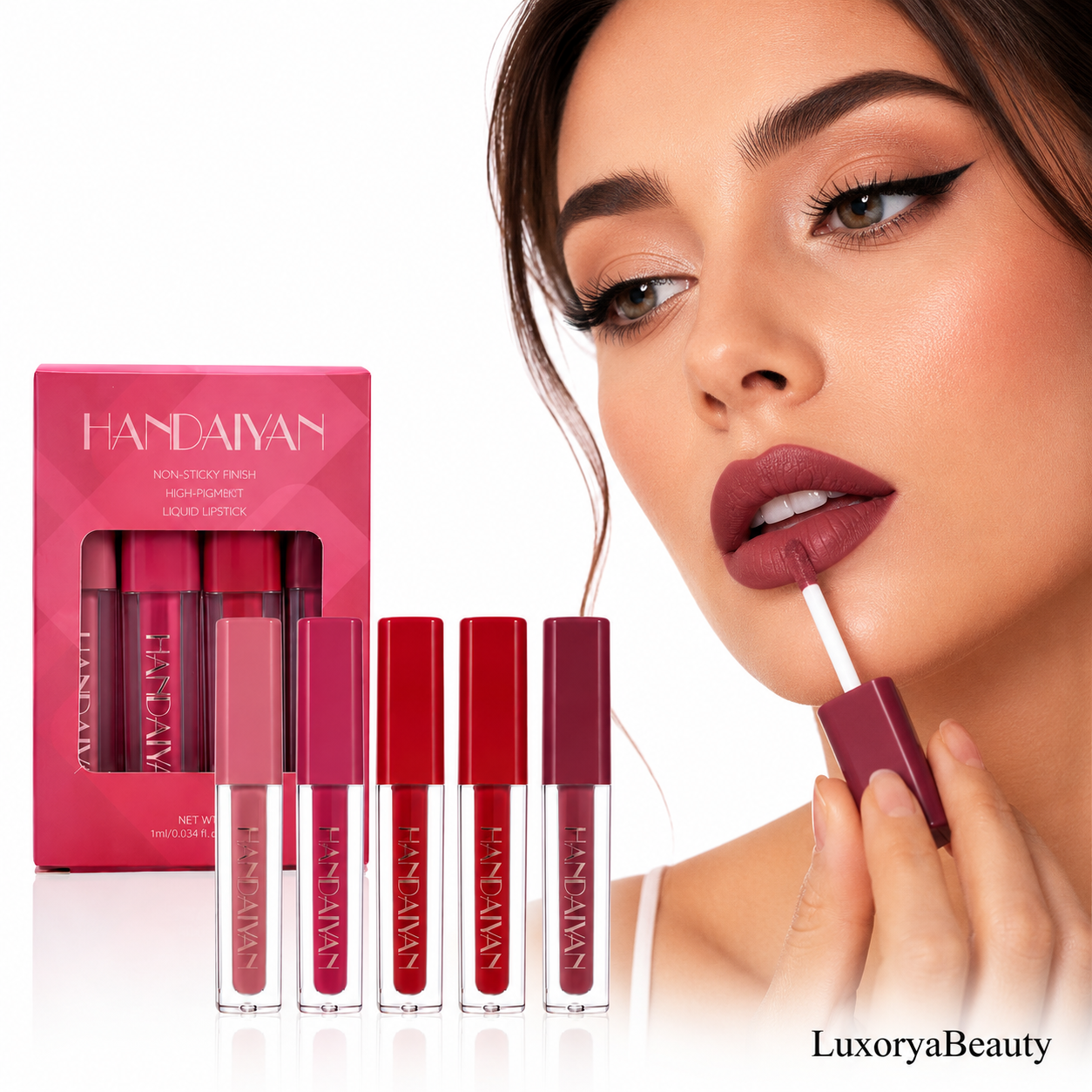 Set 4 Rujuri Lichide HANDAIYAN – Rezistență Îndelungată, Culori Intense, Finish Mat și Lucios,