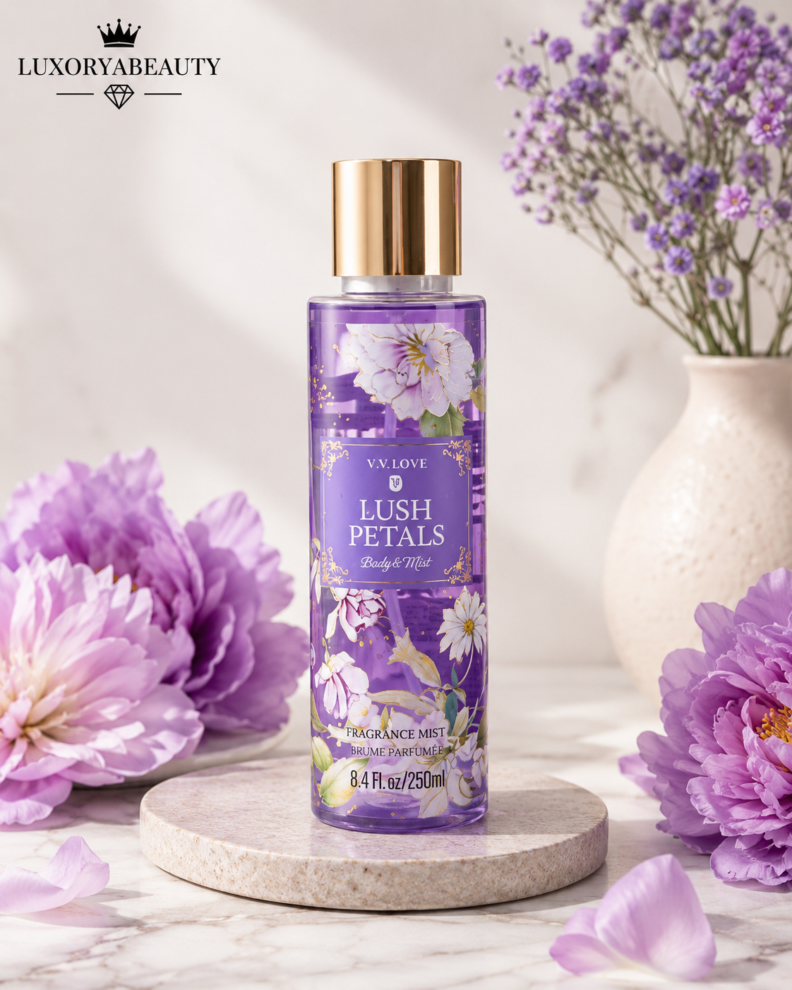 Spray de Corp Femei LUSH PETALS 250 ml – Body Mist Floral și Proaspăt, Parfum Delicat de Flori,