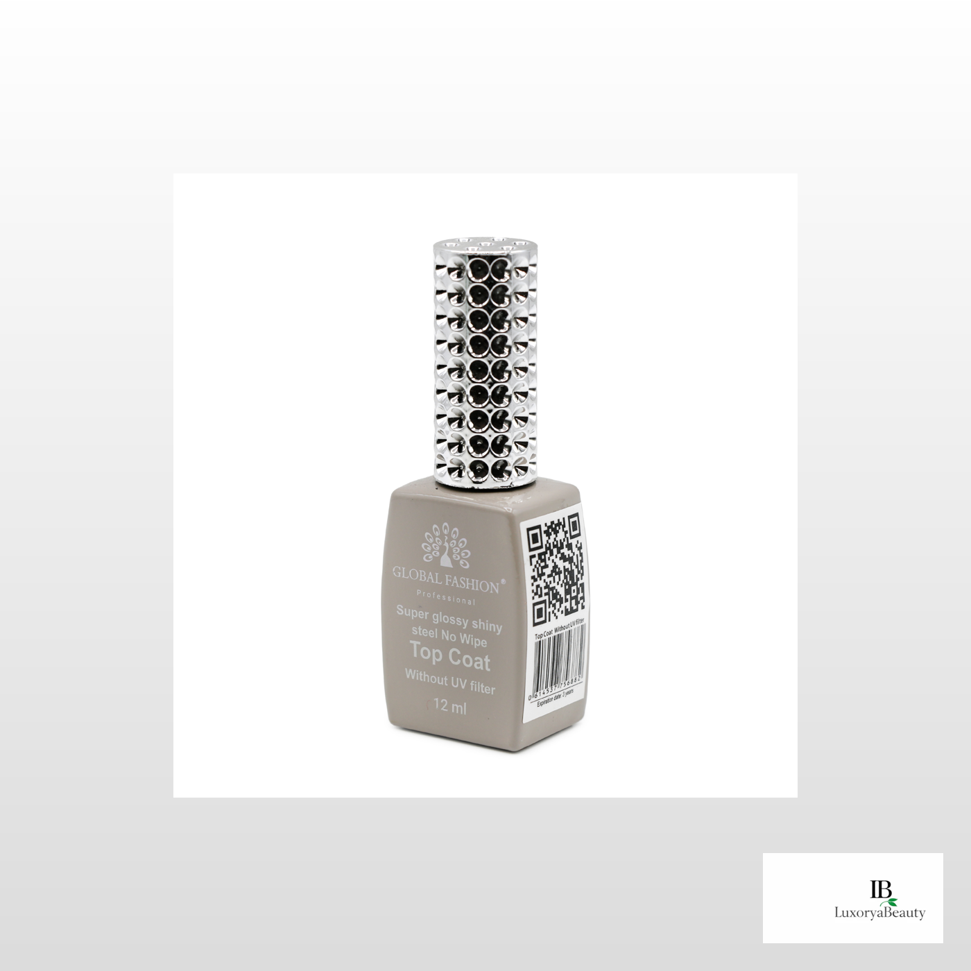 Top Coat Fără UV Global Fashion 12 ml – Super Glossy Shiny, No Wipe, Luciu Intens Profesional pentru Unghii