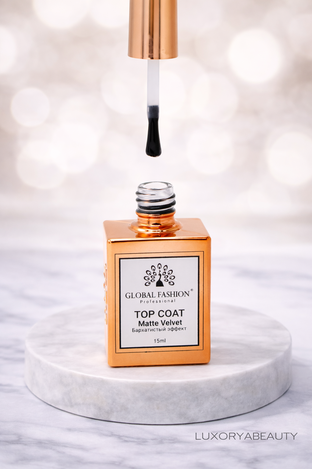 Top Coat Matte Velvet Global Fashion 15ml – Finish Mat Catifelat Fără Strat Lipicios, Rezistență 3 Săptămâni