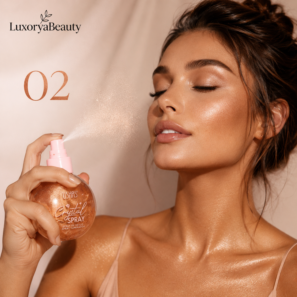 Spray Iluminator Față & Corp USHAS UC103A 02 Crystal Spray – Efect Strălucitor cu Particule Fine Shimmer