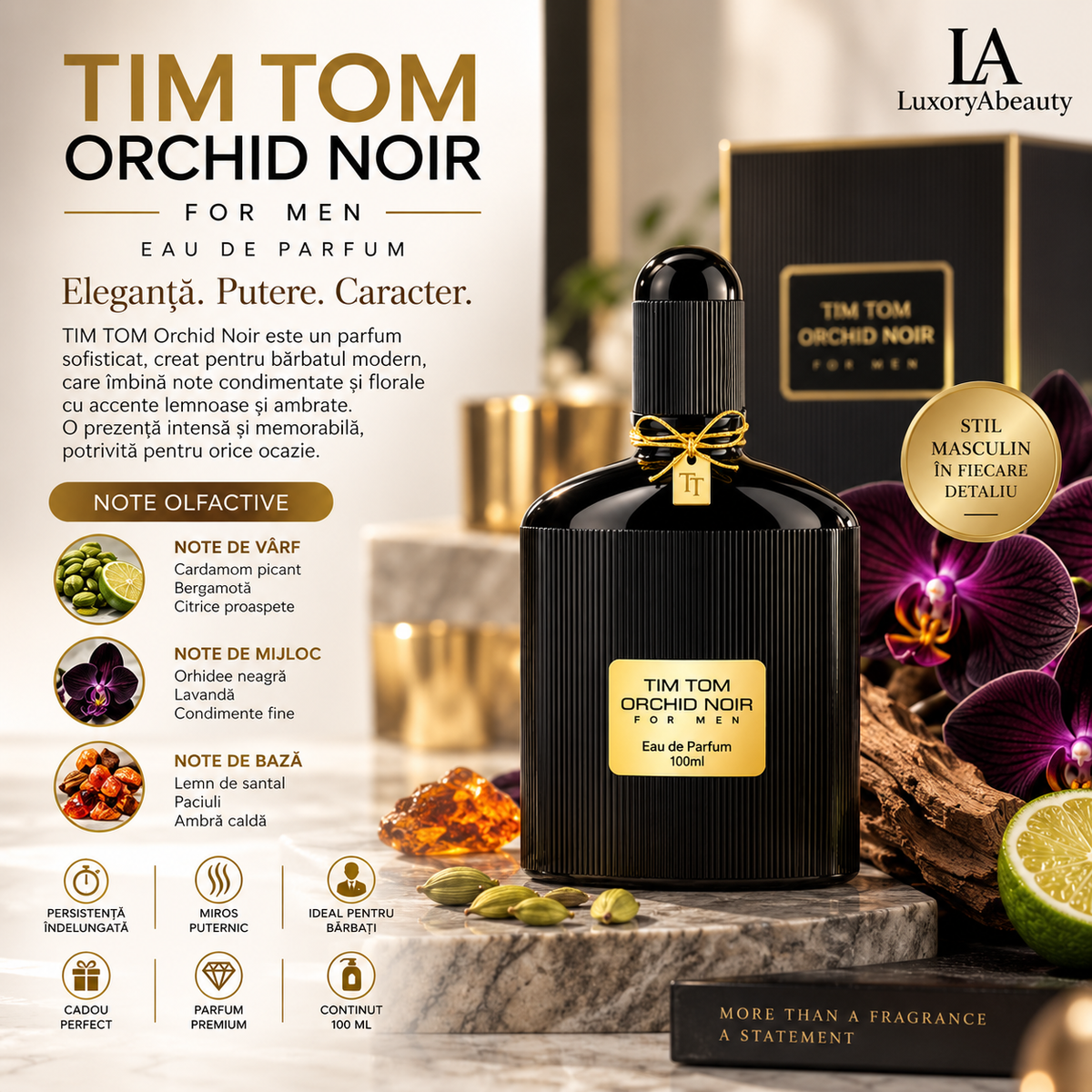 Set 2 Parfumuri pentru El si Ea TIM TOM – Orchid Velvet & Orchid Noir 100 ml- Apa de parfum