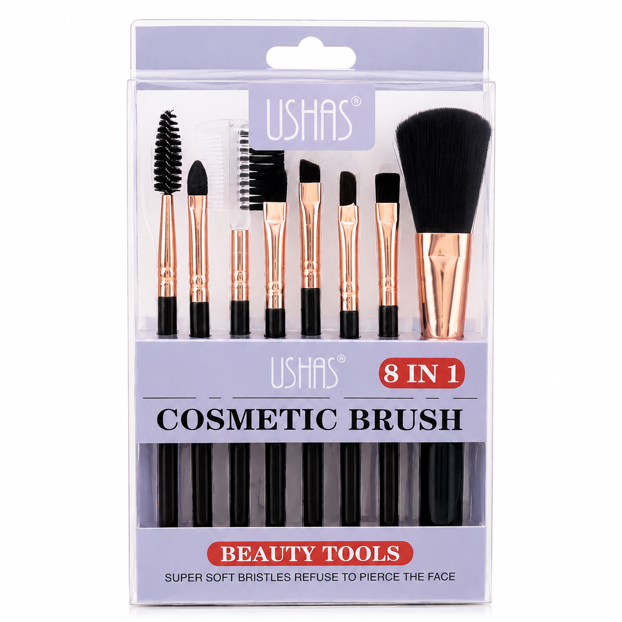 Set 8 Pensule Machiaj USHAS – Kit Profesional pentru Machiaj Complet, Fibre Moi, Aplicare Precisă, Ideal pentru Începători și Profesioniști