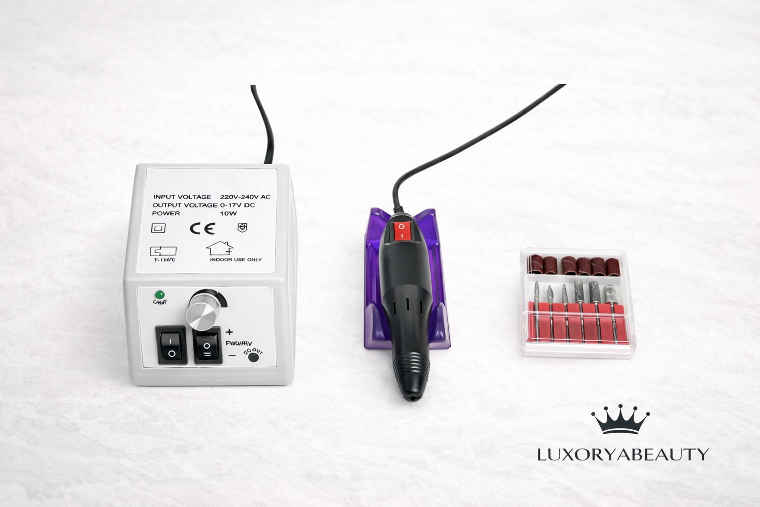 Kit Profesional Freză Unghii cu 6 Capete – Aparat Manichiură & Pedichiură Electric, Compact și Puternic
